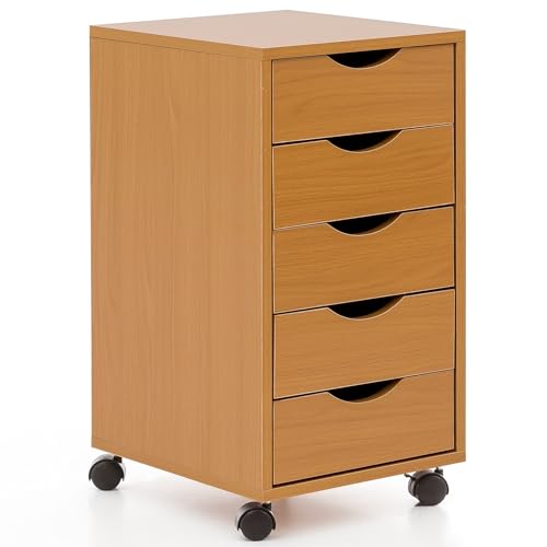 FineBuy Kinder Rollcontainer 33 x 64 x 38 cm Holz 5 Schubladen, Moderner Schubladencontainer mit Rollen, Standcontainer Bürocontainer, Rollwagen Kinderzimmer, Container Aufbewahrungsschrank von FineBuy Möbel zum Wohlfühlen