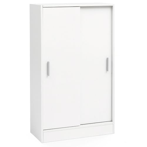 FineBuy Kommode Weiß 60 cm Breit mit 2 Schiebetüren für Büro Akten, Schiebetürenschrank, Aktenschrank, Sideboard, Kleiderschrank von FineBuy Möbel zum Wohlfühlen