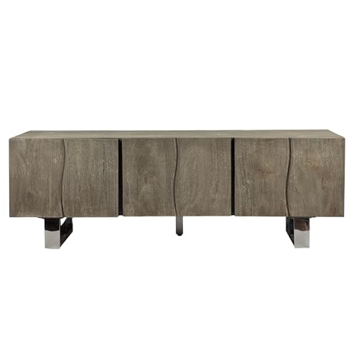 FineBuy Lowboard Akazie Massivholz Smoked Grey 160x56x46 cm TV-Kommode mit DREI Türen, Design TV-Schrank Hoch, Fernsehtisch Fernsehschrank Grau Modern, Fernsehkommode Wohnzimmer mit Metallbeine FineBuy Lowboard Akazie Massivholz Smoked Grey 160x56x46 cm TV-Kommode mit DREI Türen, Design TV-Schrank Hoch, Fernsehtisch Fernsehschrank Grau Modern, Fernsehkommode Wohnzimmer mit Metallbeine von FineBuy Möbel zum Wohlfühlen