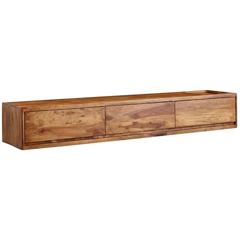 FineBuy Lowboard Hängend Sheesham Massivholz 160x25x35 cm TV-Schrank Braun, Design Fernsehtisch mit Stauraum, Fernsehschrank Wand Modern, TV-Kommode Fernsehkommode zum Aufhängen von FineBuy Möbel zum Wohlfühlen