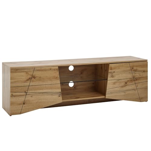 FineBuy Lowboard Holz Eiche-Dekor 160x50x40 cm TV-Kommode mit Zwei Türen, Design TV-Schrank Hoch, Fernsehtisch Fernsehschrank Modern, Fernsehkommode Wohnzimmer von FineBuy Möbel zum Wohlfühlen