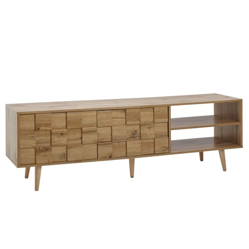 FineBuy Lowboard Holz Eiche-Dekor 160x51x40 cm TV-Kommode mit Zwei Türen, Design TV-Schrank Hoch, Fernsehtisch Fernsehschrank Modern, Fernsehkommode Wohnzimmer von FineBuy Möbel zum Wohlfühlen