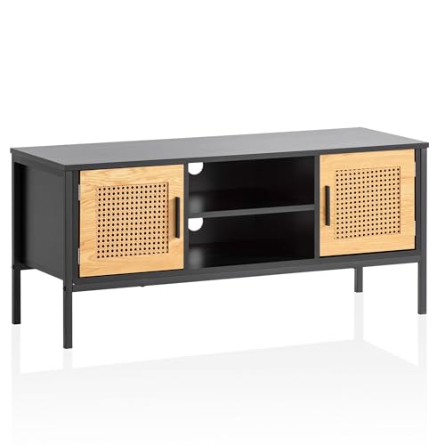 FineBuy Lowboard Schwarz/Eiche mit Wiener Geflecht 110x48x40 cm TV-Kommode Zeitlos, Design TV-Schrank Hoch, Fernsehtisch Fernsehschrank mit Türen, Fernsehkommode Wohnzimmer Rattan FineBuy Lowboard Schwarz/Eiche mit Wiener Geflecht 110x48x40 cm TV-Kommode Zeitlos, Design TV-Schrank Hoch, Fernsehtisch Fernsehschrank mit Türen, Fernsehkommode Wohnzimmer Rattan von FineBuy Möbel zum Wohlfühlen