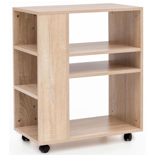 FineBuy Regal 60x35x75 cm Regalwagen mit Rollen Holz, Schmales Küchen-Regal, Telefontisch Rollwagen Modern, Bücher-Regal schmal Standcontainer Hoch von FineBuy Möbel zum Wohlfühlen