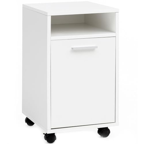 FineBuy Rollcontainer SV51848 Holz 33x60x38cm Schubladenschrank Büro Container, Schreibtischcontainer mit Tür & Ablage, Bürocontainer Beistellcontainer mit Rollen, Kleiner Schubladencontainer von FineBuy Möbel zum Wohlfühlen