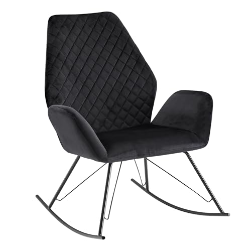 FineBuy Schaukelstuhl Schwarz 73x94x84 cm Design Relaxsessel Samt/Metall, Schwingsessel mit Gestell, Polster Relaxstuhl Schaukelsessel, Moderner Schwingstuhl Sessel von FineBuy Möbel zum Wohlfühlen