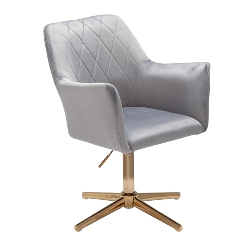 FineBuy Schreibtischstuhl Samt Design Drehstuhl mit Lehne, Schalenstuhl 120 kg Höhenverstellbar, Arbeitsstuhl ohne Rollen, Stuhl Schreibtisch Home-Office Drehbar von FineBuy Möbel zum Wohlfühlen