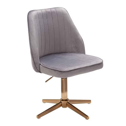 FineBuy Schreibtischstuhl Samt Design Drehstuhl mit Lehne, Schalenstuhl 120 kg Höhenverstellbar, Arbeitsstuhl ohne Rollen, Stuhl Schreibtisch Home-Office Drehbar von FineBuy Möbel zum Wohlfühlen