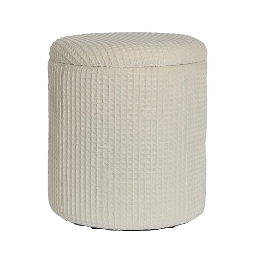 FineBuy Sitzhocker mit Stauraum rund Ø40x45 cm Beige Baumwolle, Hocker mit abnehmbarem Deckel, Aufbewahrungshocker Stoff, Beistellhocker & Fußhocker für Wohnzimmer Schlafzimmer Flur von FineBuy Möbel zum Wohlfühlen