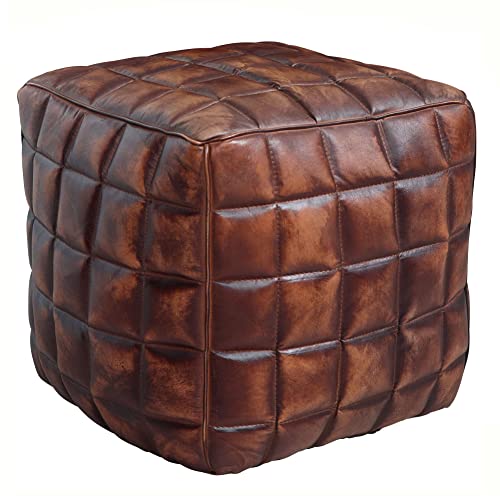 FineBuy Sitzwürfel Echtleder braun 39 x 41 x 39 cm Ottomane Wohnzimmer, Design Pouf Hocker orientalisch, Polster Sitzhocker edel, Orient Beinablage Sofa, Würfel Polsterhocker eckig von FineBuy Möbel zum Wohlfühlen