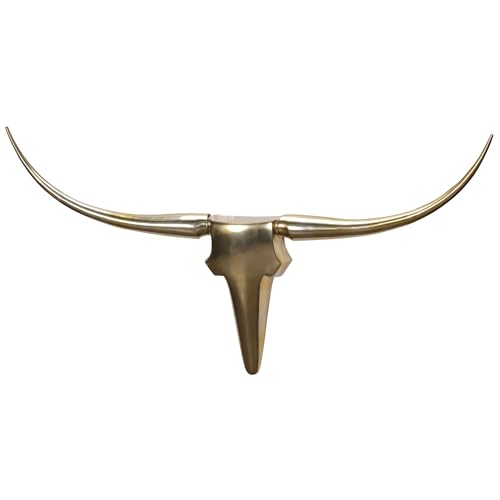 FineBuy Wanddekoration Geweih Bull L 125 cm Aluminium golden von FineBuy Möbel zum Wohlfühlen