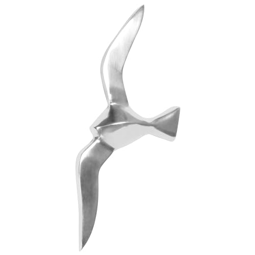 FineBuy Wanddekoration Möwe - Aluminium-Figur modern, Dekofigur Alu poliert in Silber, Maritime Wanddeko aus Metall, Wand-Skulptur im Nordsee Design, Wohnzimmer-Deko für Wand von FineBuy Möbel zum Wohlfühlen