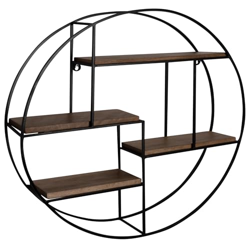 FineBuy Wandregal 70x70x18 cm Mango Massivholz/Metall Hängeregal Rund, Kleines Design Schweberegal Industrial, Regal Hängend Wohnzimmer, Bücherregal Wand von FineBuy Möbel zum Wohlfühlen