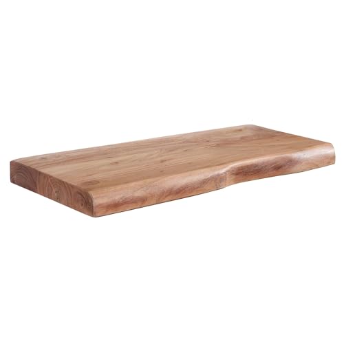 FineBuy Wandregal mit Baumkante Akazie Massivholz, Design Schweberegal Wandboard Massiv, Regal Holz Natur, Landhausstil Hängeregal von FineBuy Möbel zum Wohlfühlen