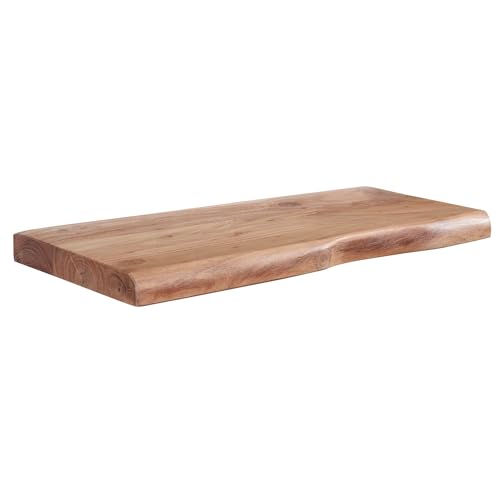 FineBuy Wandregal mit Baumkante Akazie Massivholz, Design Schweberegal Wandboard Massiv, Regal Holz Natur, Landhausstil Hängeregal von FineBuy Möbel zum Wohlfühlen