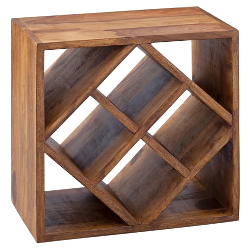 FineBuy Weinregal Massiv-Holz 40x40x25 cm klein stehend, Design Flaschenregal für die Küche, Standregal schmal für 8 Flaschen von FineBuy Möbel zum Wohlfühlen