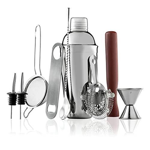 10-teiliges Cocktail-Shaker Set mit Reisetasche – Edelstahl Cocktail-Shaker Set Barkeeper-Kit – Mixology Barkeeper-Kit – Sieb, Stößel, Messbecher, Barlöffel, Flaschenöffner, Ausgießer – Bar-Set 10-teiliges Cocktail-Shaker Set mit Reisetasche – Edelstahl Cocktail-Shaker Set Barkeeper-Kit – Mixology Barkeeper-Kit – Sieb, Stößel, Messbecher, Barlöffel, Flaschenöffner, Ausgießer – Bar-Set von FineDine