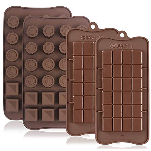 4 Silikon-Schokoladenformen, antihaftbeschichtet, bruchfest, für Protein- und Energieriegel, Eiswürfelform, Süßigkeitenform, Küchen-Backform von FineGood
