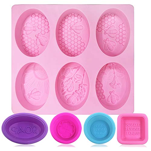 FineGood Silikonform für Seife, Lebensmittelqualität, weich, für Kuchen, Cupcakes, Muffins, Kerzen, Backform für selbstgemachtes Handwerk – Pink, Blau, Rosarot, Violett von FineGood