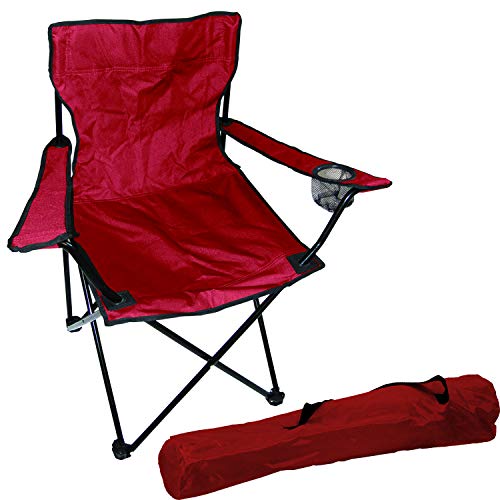 Anglersessel Campingstuhl Faltstuhl Anglerstuhl Regiestuhl inkl. Getränkehalter und Tasche in Rot von FineHome