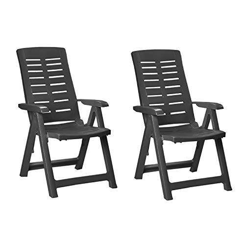 FineHome 2er Set Bequeme Klappstühle Gartenstuhl Klappsessel 5-Fach verstellbar witterungsbeständiger Kunststoff Anthrazit FineHome 2er Set Bequeme Klappstühle Gartenstuhl Klappsessel 5-Fach verstellbar witterungsbeständiger Kunststoff Anthrazit von FineHome