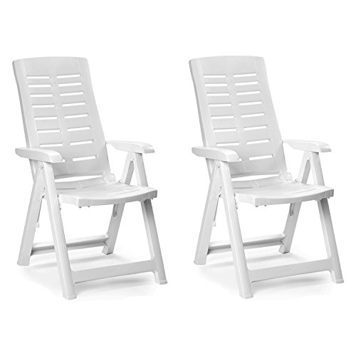 FineHome 2er Set Bequeme Klappstühle Gartenstuhl Klappsessel 5-Fach verstellbar witterungsbeständiger Kunststoff weiß FineHome 2er Set Bequeme Klappstühle Gartenstuhl Klappsessel 5-Fach verstellbar witterungsbeständiger Kunststoff weiß von FineHome