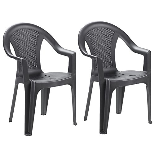 FineHome 2er Set Gartenstühle Stapelstuhl Gartenstuhl Bistrostuhl Gartensessel stapelbar Rattan-Optik Kunststoff Gartenmöbel Anthrazit FineHome 2er Set Gartenstühle Stapelstuhl Gartenstuhl Bistrostuhl Gartensessel stapelbar Rattan-Optik Kunststoff Gartenmöbel Anthrazit von FineHome