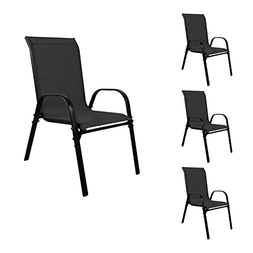 FineHome 4 Stück XL Stapelsessel Gartenstuhl Gartensessel Textilenbespannung schwarz Gartenmöbel stapelbar Metall schwarz FineHome 4 Stück XL Stapelsessel Gartenstuhl Gartensessel Textilenbespannung schwarz Gartenmöbel stapelbar Metall schwarz von FineHome