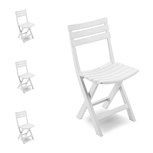FineHome 4er Set praktischer Klappstuhl Campingsessel Weiß für Terrasse Garten Balkon und Camping witterungsbeständiger Klappsessel von FineHome