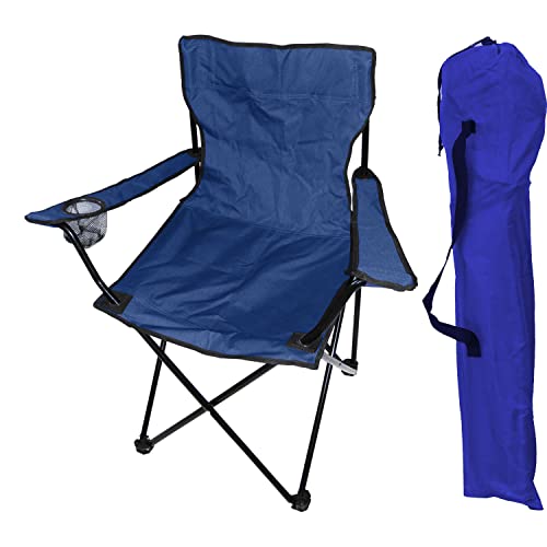 FineHome Anglerstuhl Campingstuhl Faltstuhl Regiestuhl mit Getränkehalter und Tasche in Blau von FineHome