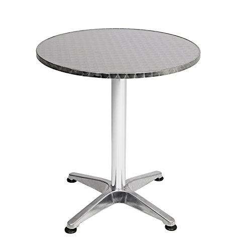 FineHome Bistrostehtisch Terrassentisch Balkontisch Bistrotisch Gartentisch klappbar höhenverstellbar Silber rund Ø60cm H70/110cm von FineHome