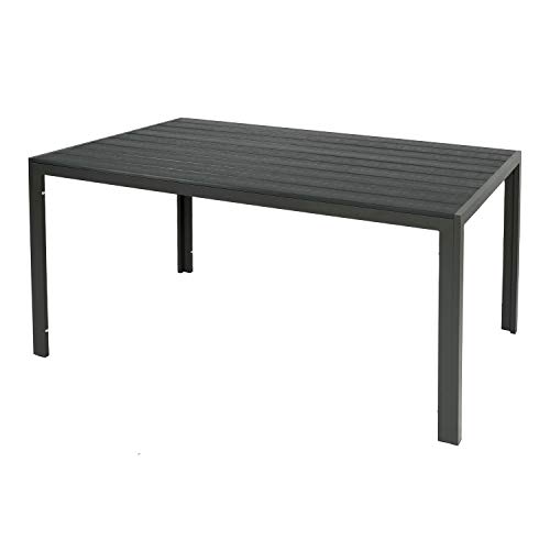 FineHome Gartentisch aus Aluminium anthrazit Esstisch pflegeleicht Gartenmöbel Tisch Non Wood Holzimitat wetterfest 150x90x74cm von FineHome