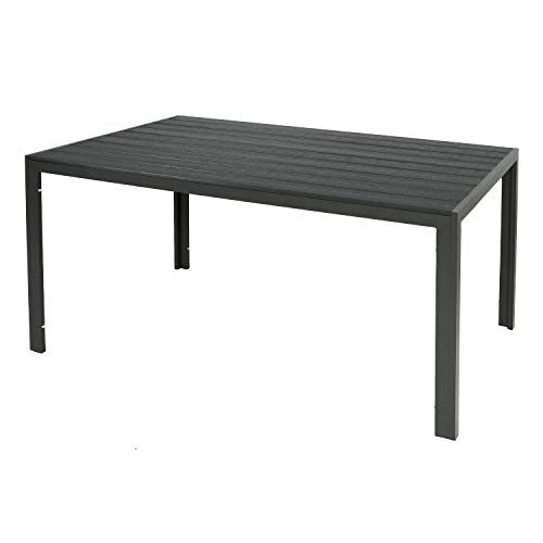 FineHome Großer Aluminium Gartentisch anthrazit Esstisch pflegeleicht Gartenmöbel Tisch WPC Holzimitat wetterfest 180x90x74cm von FineHome