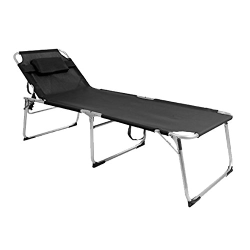 FineHome Klappbare XXL Gartenliege L200xB70xH45/95cm Sonnenliege Liege mit Kissen gepolstert schwarz Relaxliege von FineHome