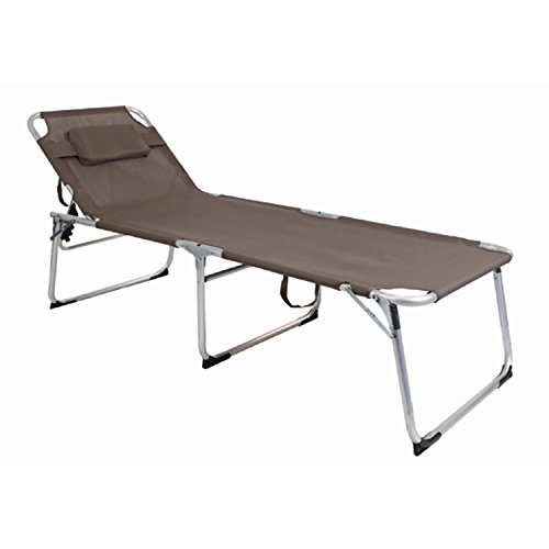 FineHome Klappbare XXL Gartenliege L200xB70xH45/95cm Sonnenliege Relaxliege Liege Aluminium mit Kissen gepolstert Taupe von FineHome