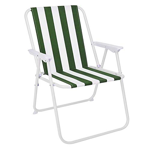 FineHome Luxus Campingstuhl Faltstuhl Grün-Weiß gestreift Klappstuhl Anglerstuhl Angelstuhl von FineHome