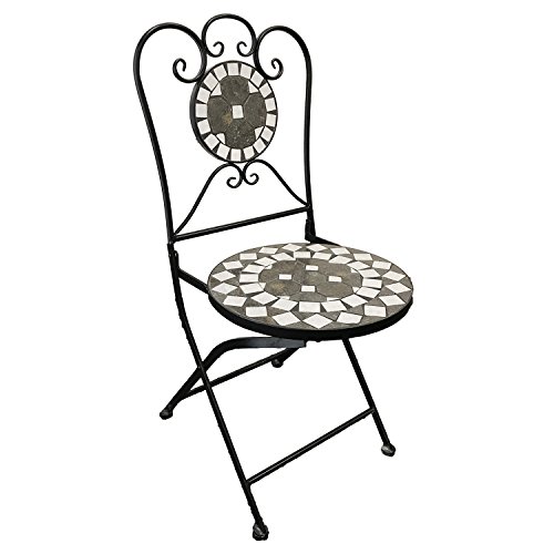 FineHome Mosaik Gartenstuhl Terassenstuhl klappbar Klappstuhl Balkonstuhl Bistrostuhl Mosaikstuhl Anthrazit/Grau klappbar von FineHome