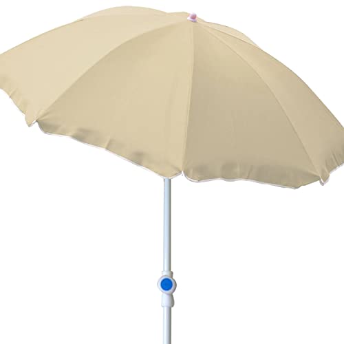 FineHome Ø2m Strandschirm Sonnenschirm Schirm Gartenschirm knickbar Polyester beige mit UV Schutz von FineHome