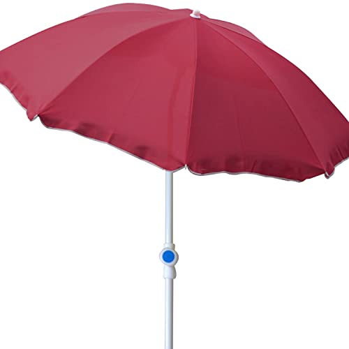 FineHome Ø2m Strandschirm Sonnenschirm Schirm Gartenschirm knickbar Polyester rot mit UV Schutz von FineHome