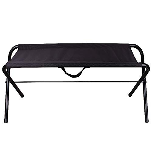 FineHome Stabile klappbare Campingbank Campingstuhl Faltstuhl Klappstuhl Klappbank Anglerstuhl Metall Stoff Oxfort Schwarz 108x31x38cm von FineHome