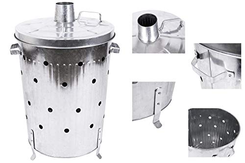 XL Feuertonne 75 Liter verzinkt Feuerschale Feuerfass aus Metall Gartenabfall Verbrennungstonne Gartentonne Gartenofen von FineHome