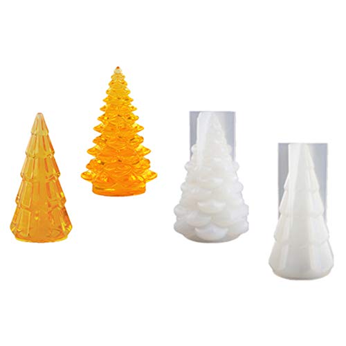 FineInno 2 Pc Silikonform Gießform Resin Cone Mold DIY Harz Casting Formen Kerzenhalter Epoxidharz Kristall Giessform Weihnachtsbaum Schmuck Machen (kleine Harzform) von FineInno