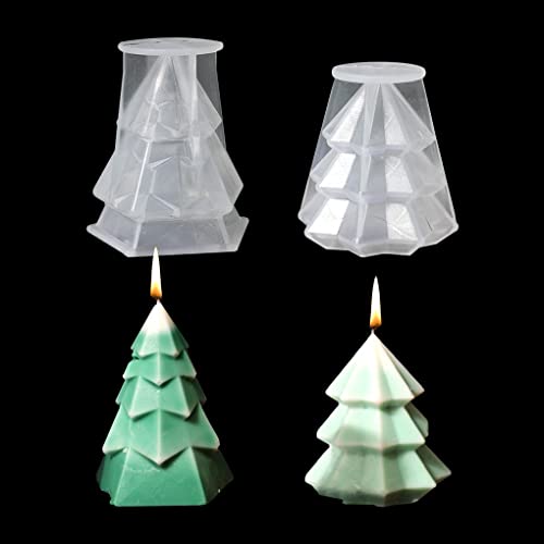 FineInno 2 Stück Weihnachtsbaum Silikonform Christmas Tree Resin Mold Harz Licht Gießform Harz Form Weihnachten Epoxidharz Form für DIY Kerze Seife Kuchen Dekoration von FineInno