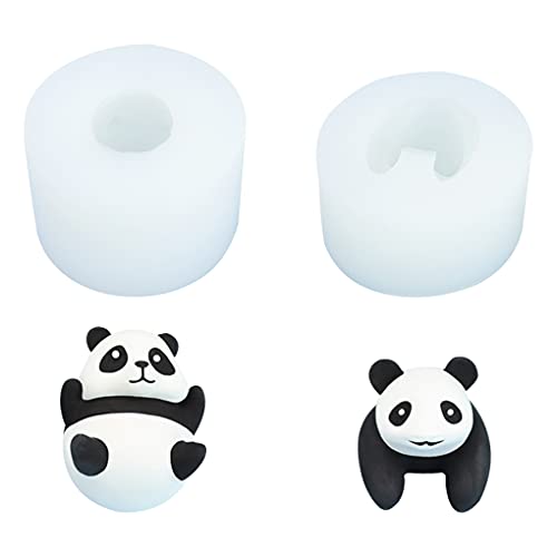 FineInno 2pcs Panda Silikonform, 3D Tierharzformen, Seifen Gießformen, Animal Resin Mold, Epoxidharz Formen für DIY Eiswürfel Schokolade Aroma Gips Duft Kerzen (Panda Silikonform) von FineInno