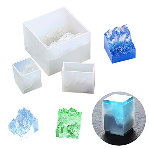 FineInno 3 Stück Bergform Epoxidharz Gießformen,Mountain Resin Mold,Harzform Silikonform für DIY Micro Landschaft Dekorieren Handwerk von FineInno