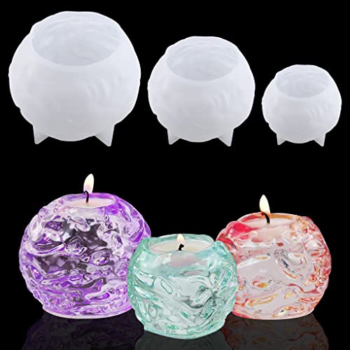 FineInno 3 Stück Rund Epoxidharz Formen Kerzenhalter Silikonform Ball Gießform Tablett Gießformen Schüssel für DIY Schmuck Teller Handwerk von FineInno