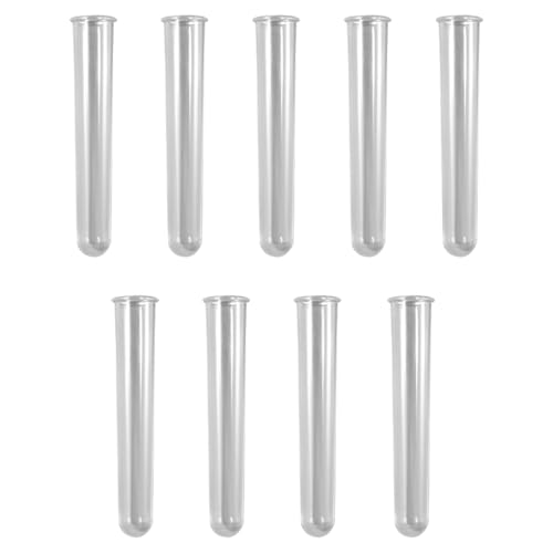FineInno 9Pcs Reagenzgläser Acrylic Test Tubes Reagenzglas Runder Boden für Blumen Zum Hängen Reagenzglas-Vase Epoxy Molds für Silikonform Vase(9 durchsichtige Reagenzgläser) von FineInno