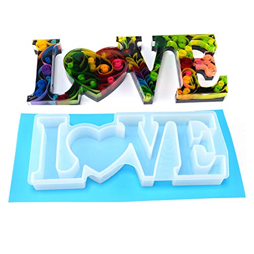 FineInno Gießform Silikonform Resin Mold Buchstabe Harz Form Brief Casting Formen Epoxidharz Love Word Mold für Schmuckherstellung Dekoration Basteln (Gießform Silikonform 3) von FineInno