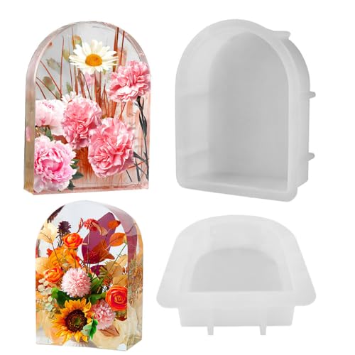 FineInno Groß Silikonformen Bogen Arch Resin Mold Epoxidharz Gießform Buchstützen Untersetzer Harz für DIY Erhaltung Getrocknete Blumen Basteln (Arch) von FineInno