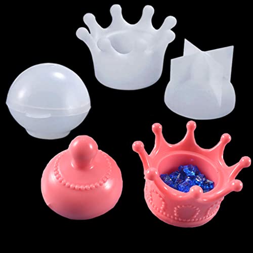 FineInno Krone Vorratsdosen Epoxidharz Formen Crown Box Resin Mold Silikonformen Kerzenhalter Gießform Mit Deckel Harz DIY Blumentopf Jar Behälter von FineInno